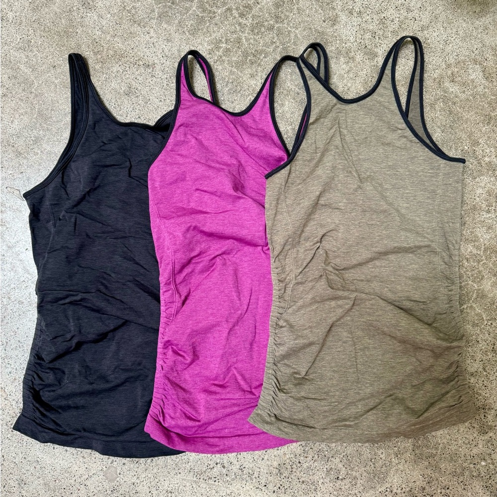 Lot of 3 Lululemon Tanks Low Back High Neck Seamless Luxtreme